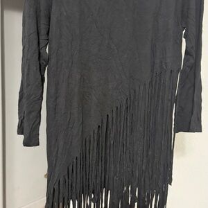 L&B Black Long Sleeve Top with Fringe